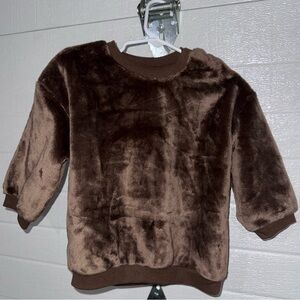 H&M Plush Brown Crewneck Baby Sweater